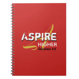 ASPIRE HIGHER Red Inspirational Christian Anteckningsbok