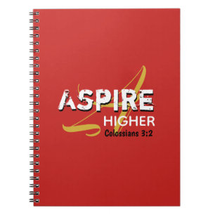 ASPIRE HIGHER Red Inspirational Christian Anteckningsbok