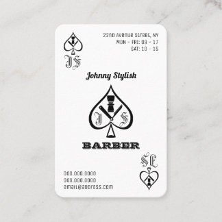 Ass av barber, svarta och vita visitkort