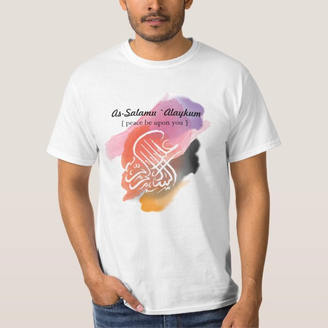 Assalamu "alaikum - arabisk kalligrafi Art T Shirt (Framsida)