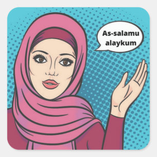 Assalamu Alaykum - Muslim Girl in Hijab Sticker Fyrkantigt Klistermärke