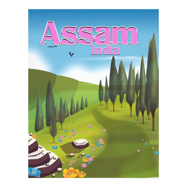 Assam India-reseaffisch skriver ut. Fototryck (Framsidan)