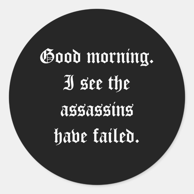 Assassins Sticker Runt Klistermärke (Framsida)