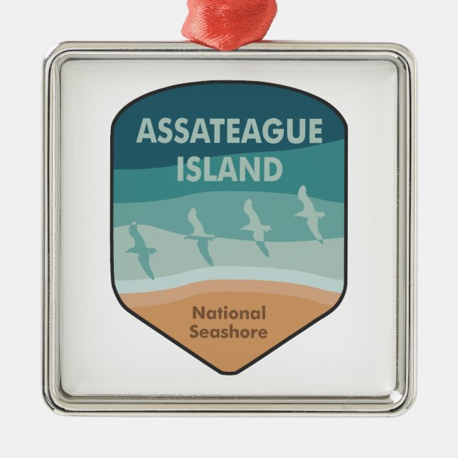 Assateague Island Fiskmås Julgransprydnad Metall (Framsidan)