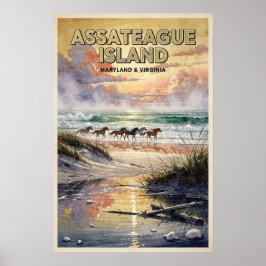 Assateague Island Retro Resa Poster