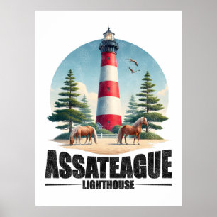Assateague Lighthouse-Vintage Poster