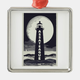 Assateague Lighthouse Virginia Måne Julgransprydnad Metall