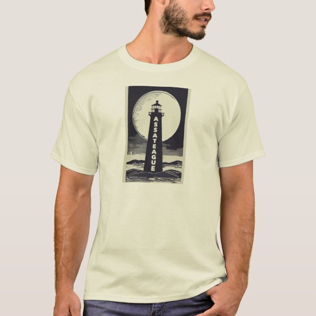 Assateague Lighthouse Virginia Måne T Shirt (Framsida)