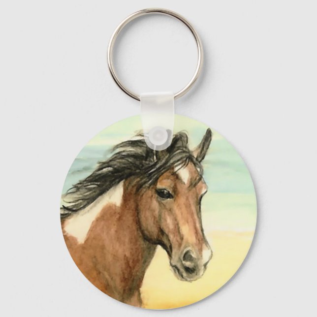 "Assateague Pony" Horse Art Keychain Nyckelring (Framsida)