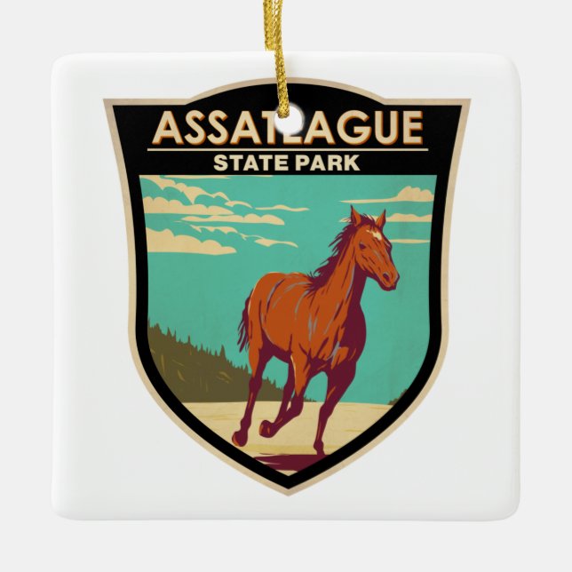 Assateague State Park Maryland Badge Julgransprydnad Keramik (Framsida)