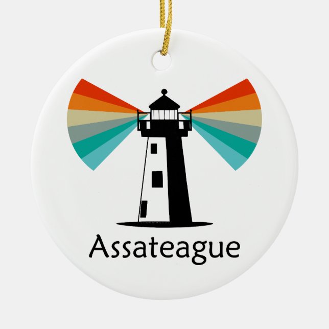 Assateague Virginia Lighthouse Rainbow Julgransprydnad Keramik (Framsidan)