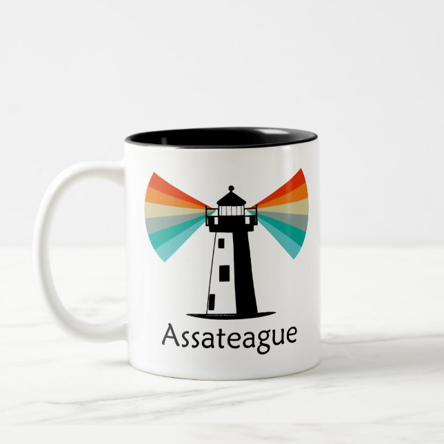 Assateague Virginia Lighthouse Rainbow Två-Tonad Mugg (Vänster)