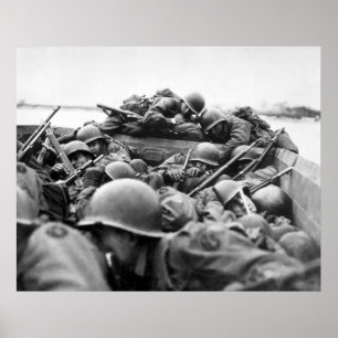 Assault Boat som korsar Rhen i Världskrig II Poster