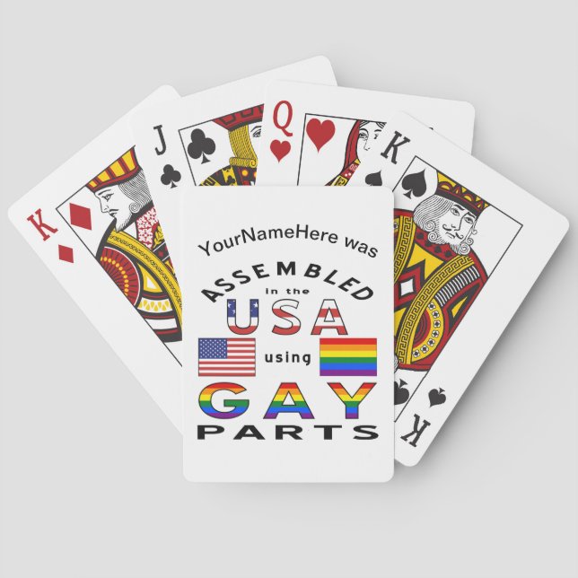 Assembled in USA Using Gay Parts Personalized Casinokort (Baksidan)