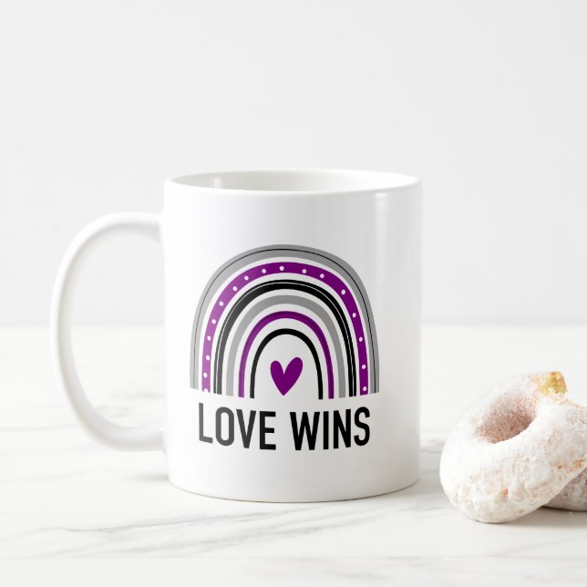Assexuell regnbåle Kärlek vinner Kaffemugg (Med munk)
