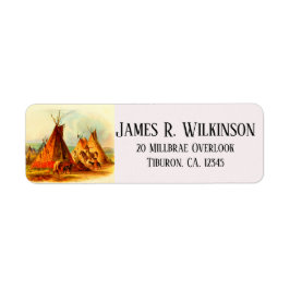 Assiniboin Canadian Native Indian Teepees Returadress Etikett