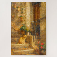 Assisi Italien Katt Rokoko Stil Finkonst Pussel