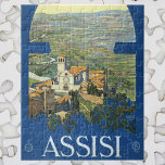Assisi Italien Vintage resor Art Francesco Basilic Pussel<br><div class="desc">Vintage illustrerar den europeiska reseaffischen från Assisi,  Italien med Basilica Francesco som visar stadens landskap. Klassisk italiensk religiösa-arkitektur.</div>