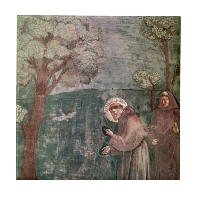 Assisi, St Francis och fåglarna Kakelplatta (Framsidan)