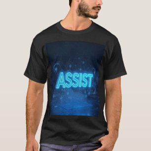 ASSIST - Cyberpunk AI Neonblått hologram Futuristi T Shirt