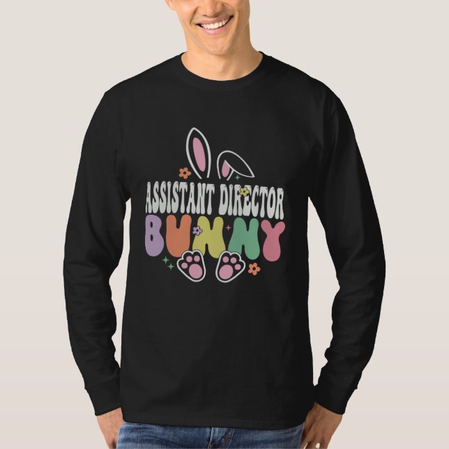 Assistant Director Bunny Easter Day Groovy Family  T Shirt (Framsida)