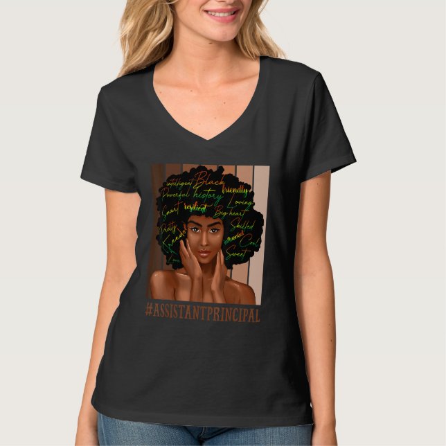 Assistant Principal Afro African American Women Bl T Shirt (Framsida)