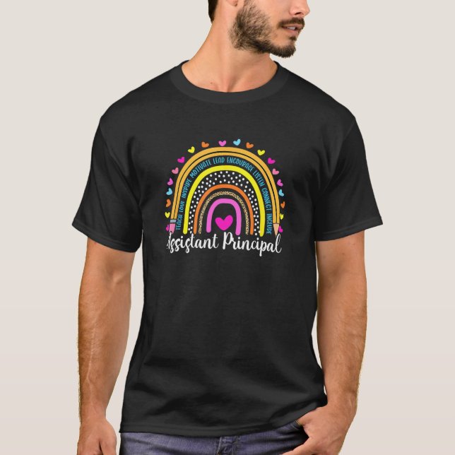 Assistant Principal Boho Rainbow Leopard Back To S T Shirt (Framsida)