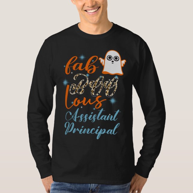Assistant Principal Halloween Fab Boo Lous Leopard T Shirt (Framsida)
