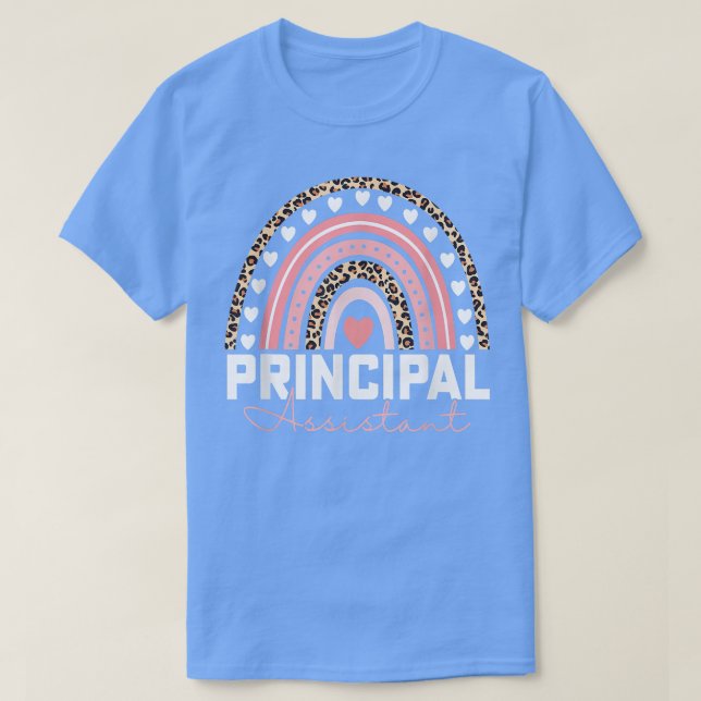 Assistant Principal Leopard Regnbågsbedömning W T Shirt (Design framsida)