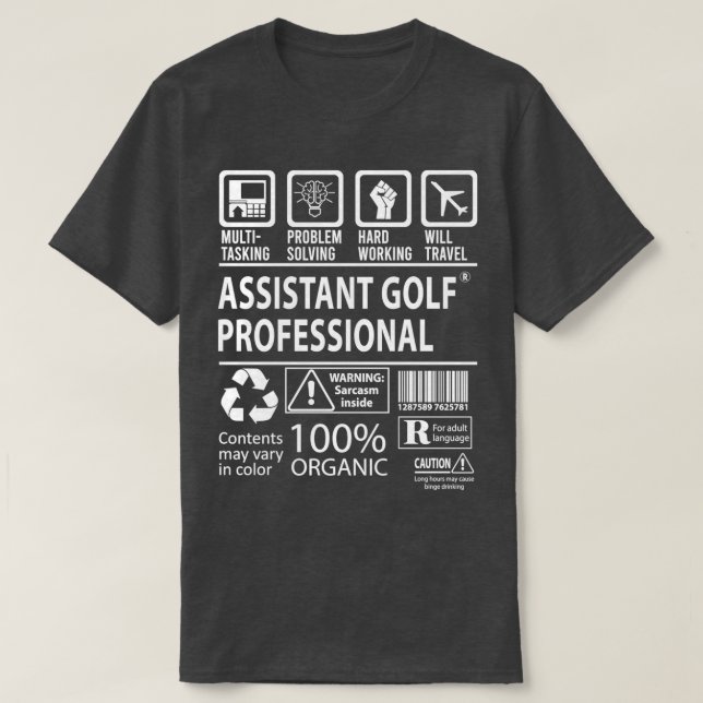 Assistent Golf Professionell MultiTasks-Auktoriser T Shirt (Design framsida)