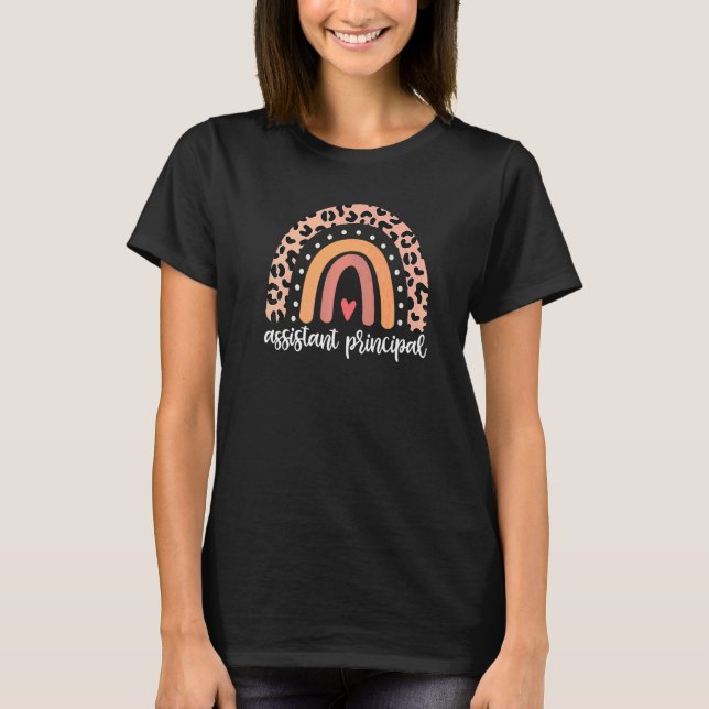 Assistent Principal Rainbow  Jobbtitel Skolarbete T Shirt (Framsida)