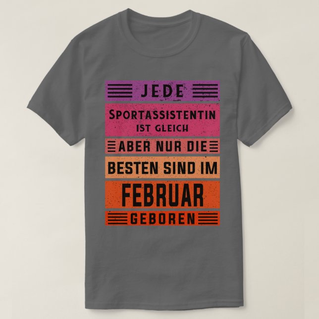 Assistentbussfödelsedag, februari, född sportassis t shirt (Design framsida)