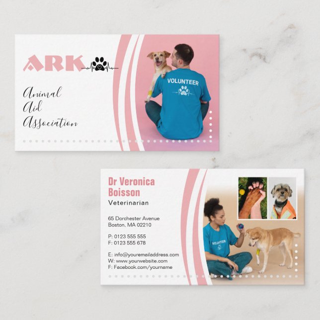 Association for Animal Aid | Volontärveterinär Visitkort (Fram/baksida)