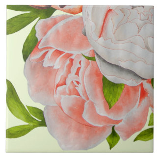 Assorted Peonies on a Ceramic Tile (C) Kakelplatta