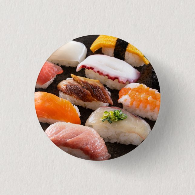 Assorted Sushi Button Badge – SUSHIMI Collection Knapp (Framsida)