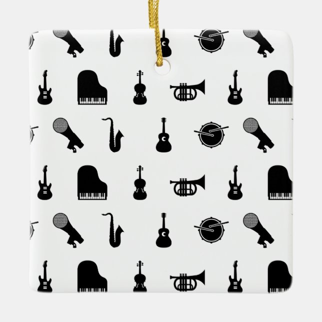 Assorterad musikinstrument ANPASSNINGSBAR BG FÄRG Julgransprydnad Keramik (Framsida)