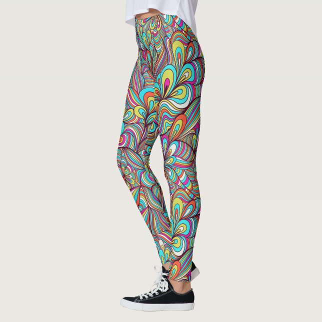 Assorterad Psychedelic Swirls Leggings (Vänster)