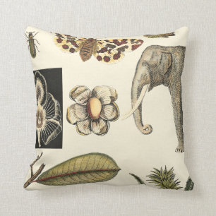 Assorterade djur målade på Cream-bakgrund Kudde