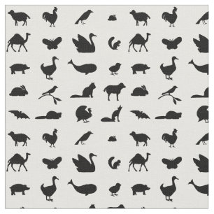 Assorterade djur Shape Silhouettes Art Mönster Tyg