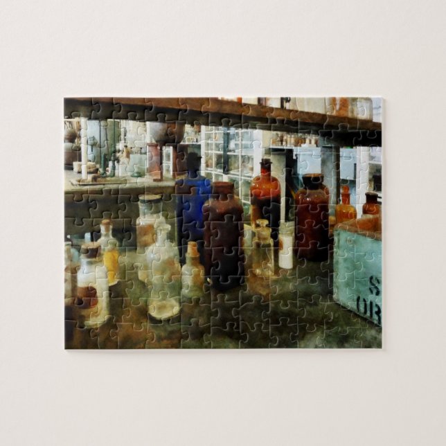 Assorterade kemikalier i Flaskor Pussel (Horisontell)