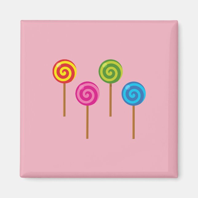 Assorterande spiral färgglada lollipops magnet (Framsidan)