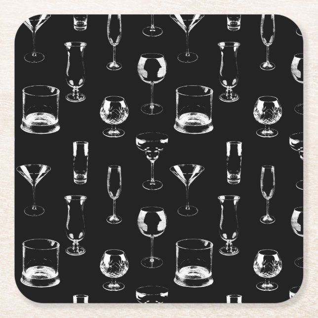 Assorterat glas underlägg papper kvadrat (Framsidan)