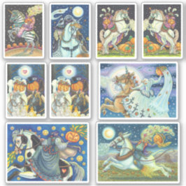 ASSORTERAT HEADLESS HORSEMAN HORSEWOMAN HALLOWEEN KLISTERMÄRKEN