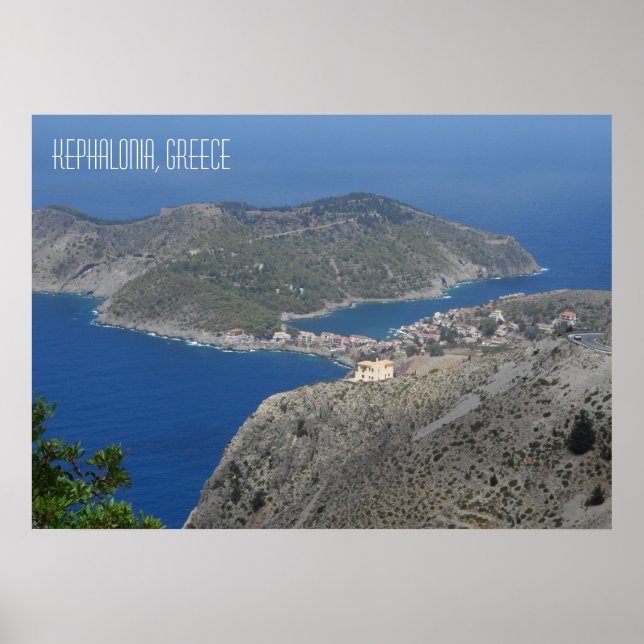 Assos by Kefalonia Grekisk ö Grekland Poster (Framsidan)