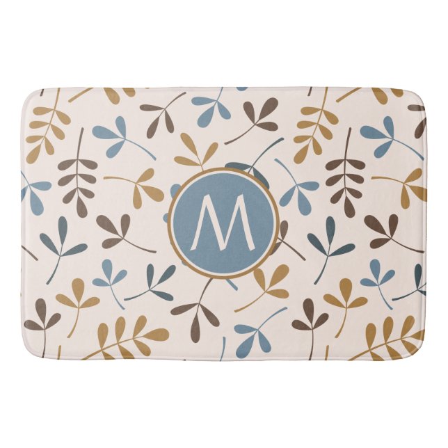 Asstd Lövs Ptn Blues Brwn Gld Crm (Personlig) Badrumsmatta (Framsidan)