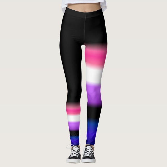 Assymetrisk damasker för genderfluidprideflagga leggings (Framsida)