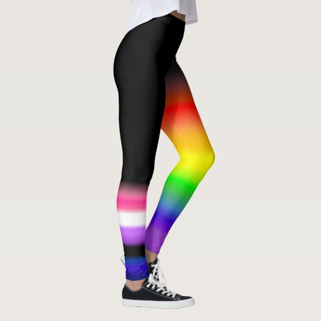 Assymetrisk flaggor för genderfluidregnbågepride leggings (Höger)
