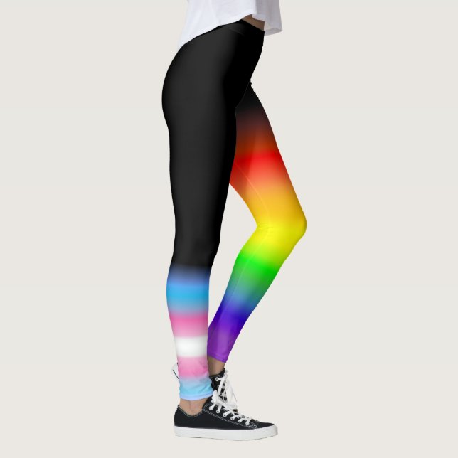 Assymetrisk flaggor för trans.-regnbågepride leggings (Höger)