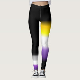 Assymetrisk nonbinary topp- asexual prideflaggor leggings