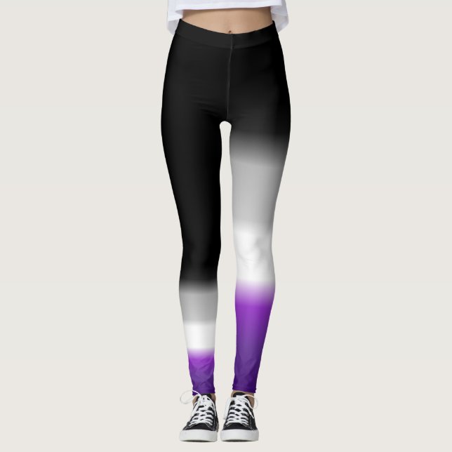 Assymetrisk topp- asexual prideflagga leggings (Framsida)